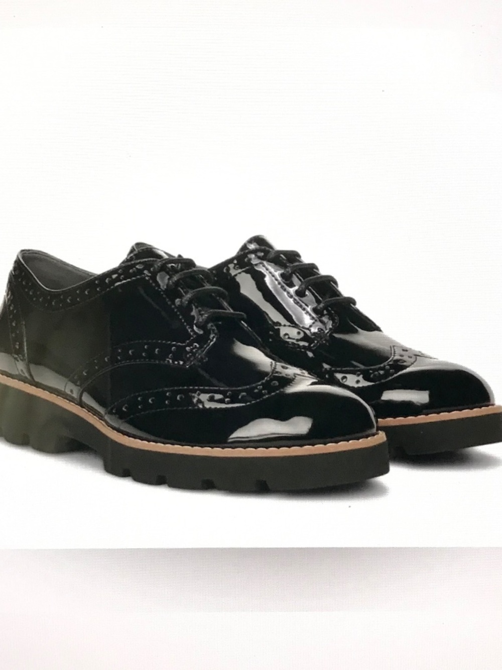 VIONIC Alfina Patent Leather Oxfords Black Chunky Lug Sole Women’s Size 7